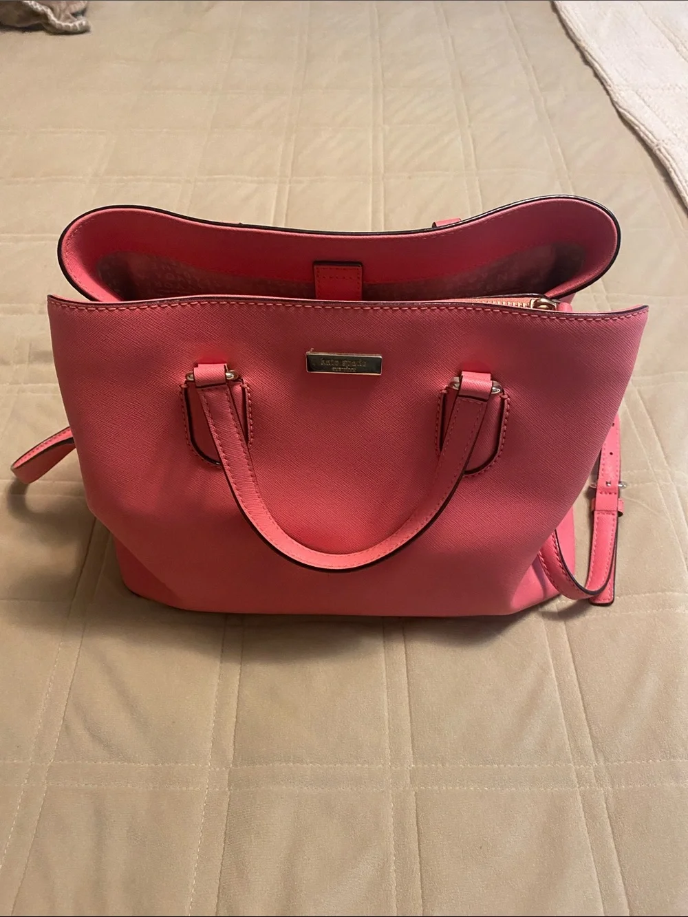 kate spade Coral Pink Saffiano Shoulder Tote